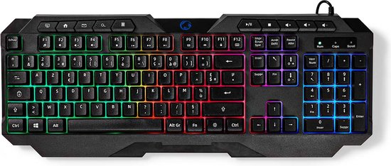 Nedis Gaming Toetsenbord – Membraam – LED – Azerty FR – Zwart