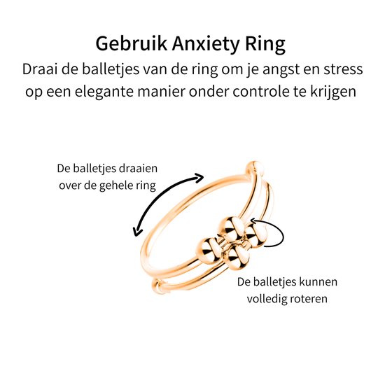 Anxiety Ring - (Dubbele ring) - Stress Ring - Fidget Ring - Anxiety Ring For Finger - Draaibare Ring Dames - Spinning Ring - Spinner Ring - Gold Plated Zilver 925 - Despora