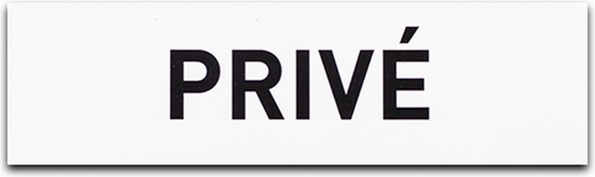 Deurbordje - PRIVÉ - Rechthoek - Wit met Zwart - 45 x 155 mm - Prive - Geen toegang - Deurbord - Zelfklevend