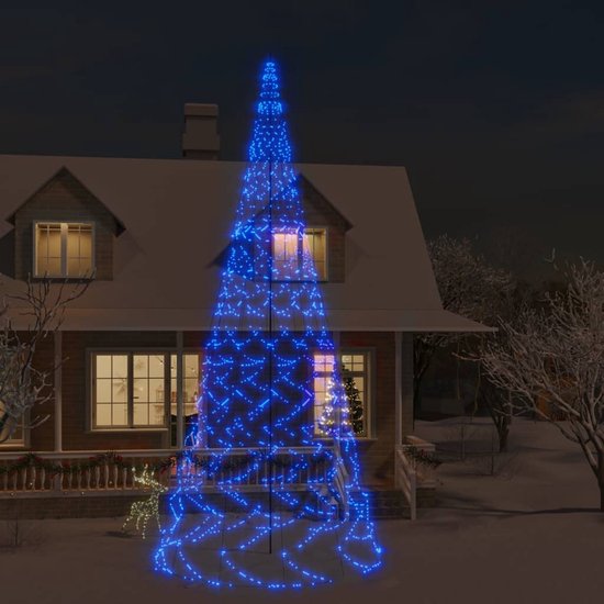 Prolenta Premium Kerstboom voor vlaggenmast 3000 LED's blauw 800 cm