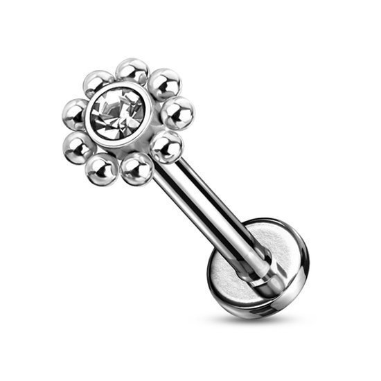 Piercing stud Ball Top steen 1.2x8