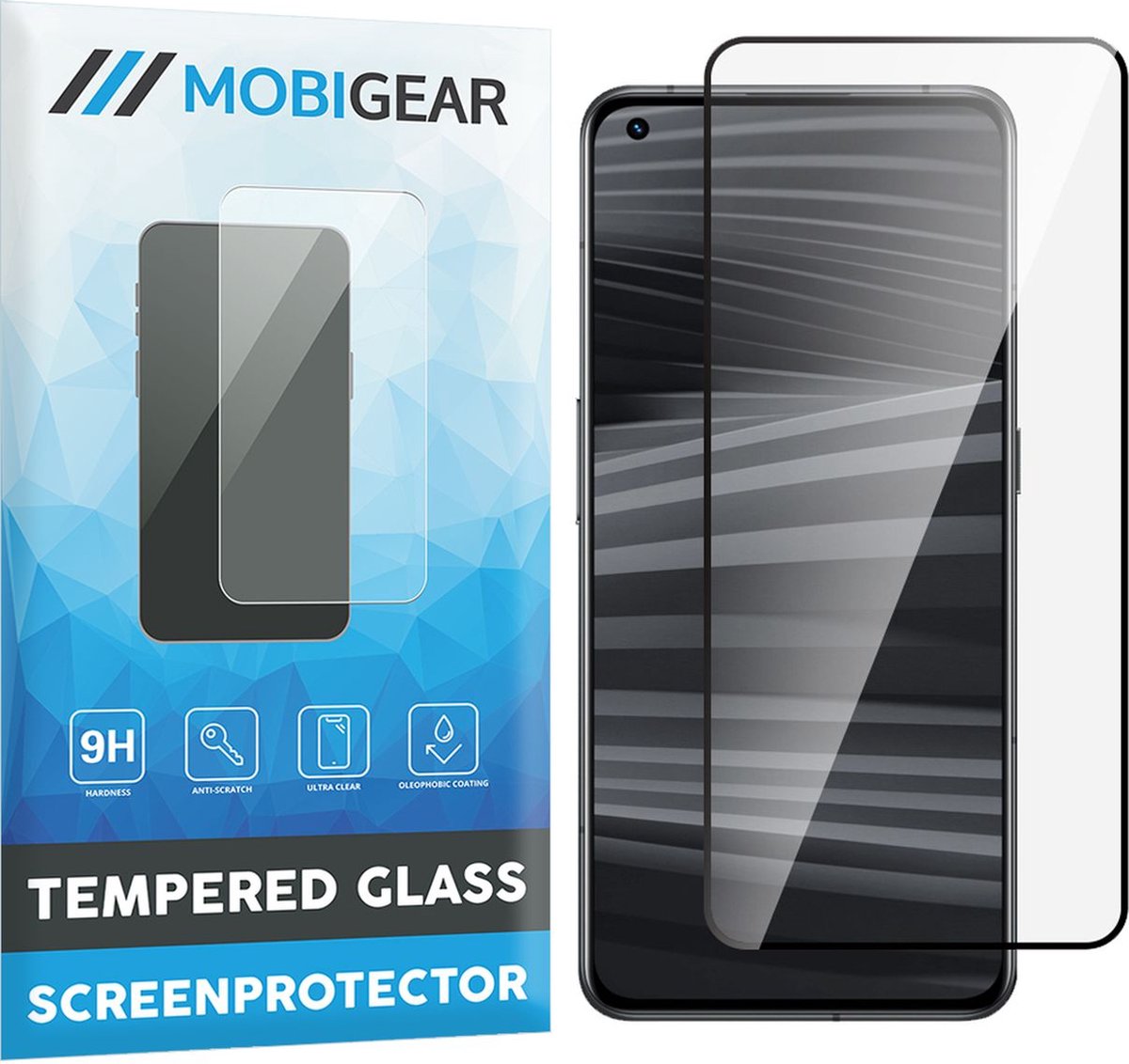 Mobigear Screenprotector geschikt voor Realme GT2 Glazen | Mobigear Premium Screenprotector - Case Friendly - Zwart