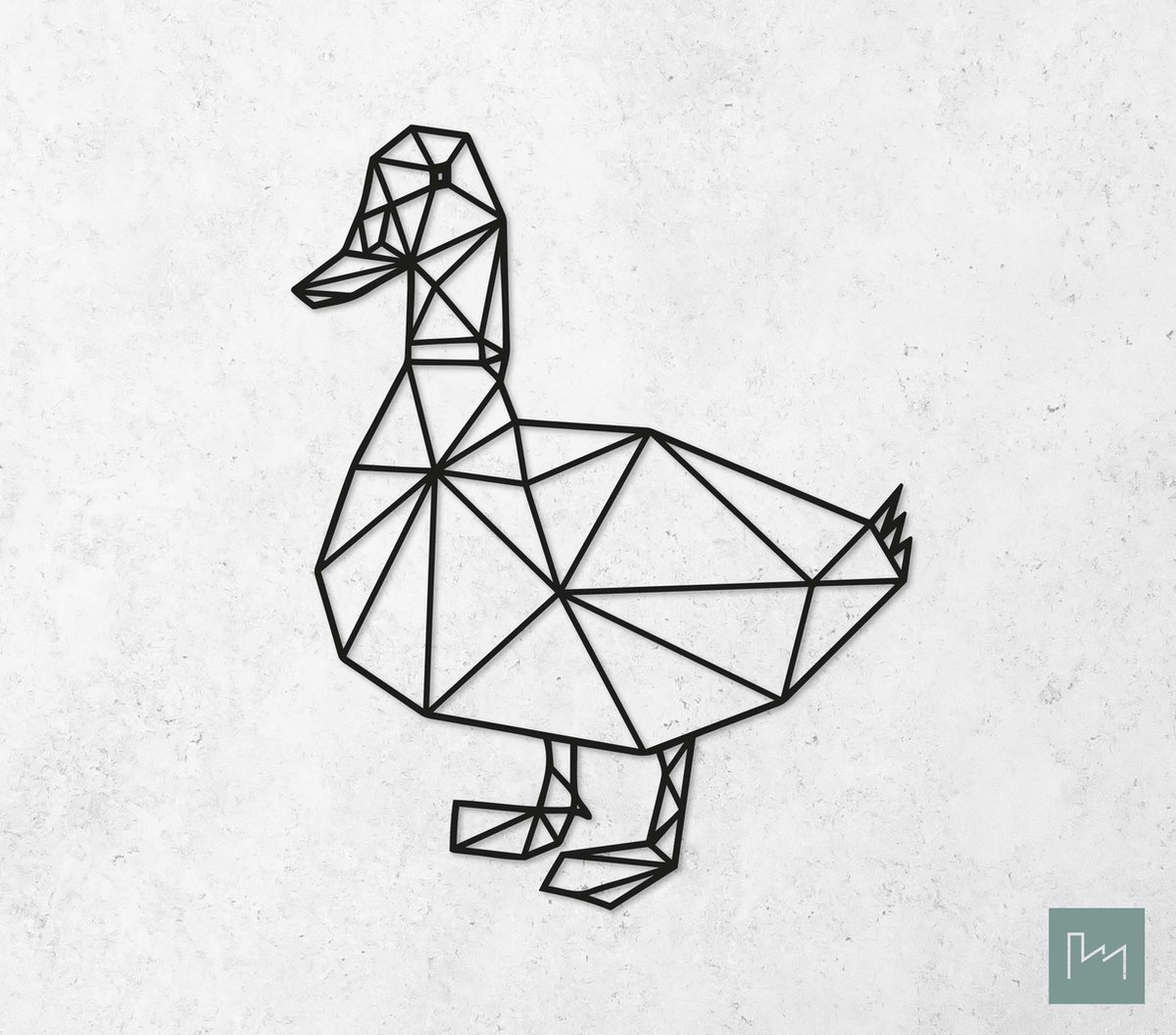Laserfabrique Wanddecoratie - Geometrische Eend - Large - Zwart - Geometrische dieren en vormen - Houten dieren - Muurdecoratie - Line art - Wall art