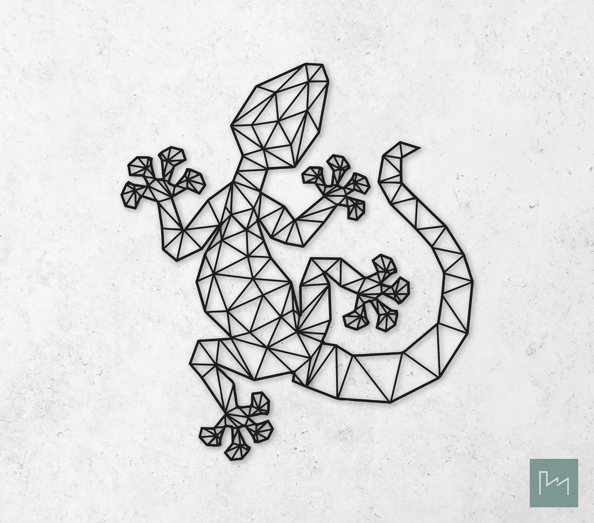 Laserfabrique Wanddecoratie - Geometrische Gekko - Small - Zwart - Geometrische dieren en vormen - Houten dieren - Muurdecoratie - Line art - Wall art