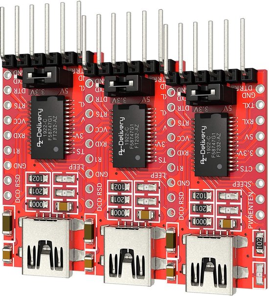 Foto: Azdelivery 3 x ftdi adapter ft232rl usb naar ttl serial voor 3 3v en 5v compatibel met arduino inclusief e book 