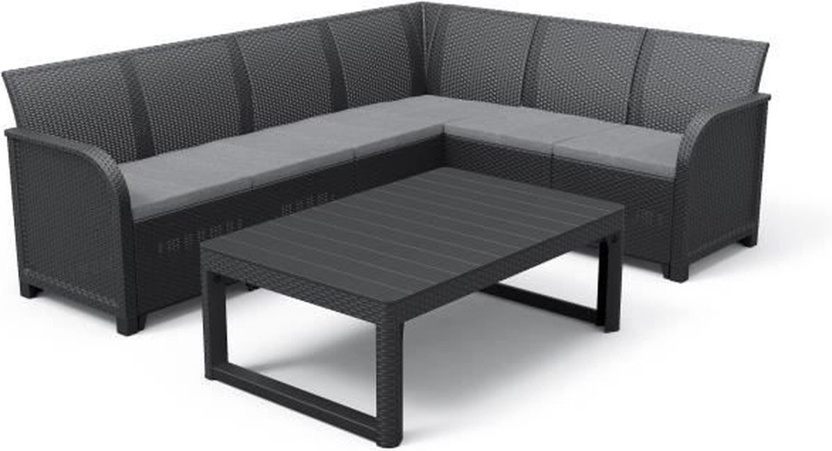 Allibert by Keter – SanRemo – Hoeklounge set – 6 pers – 2-in-1 tafel