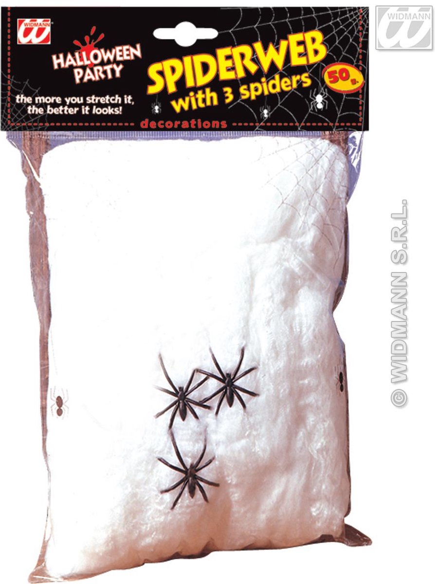Spinnenweb 50 gram met 3 spinnen