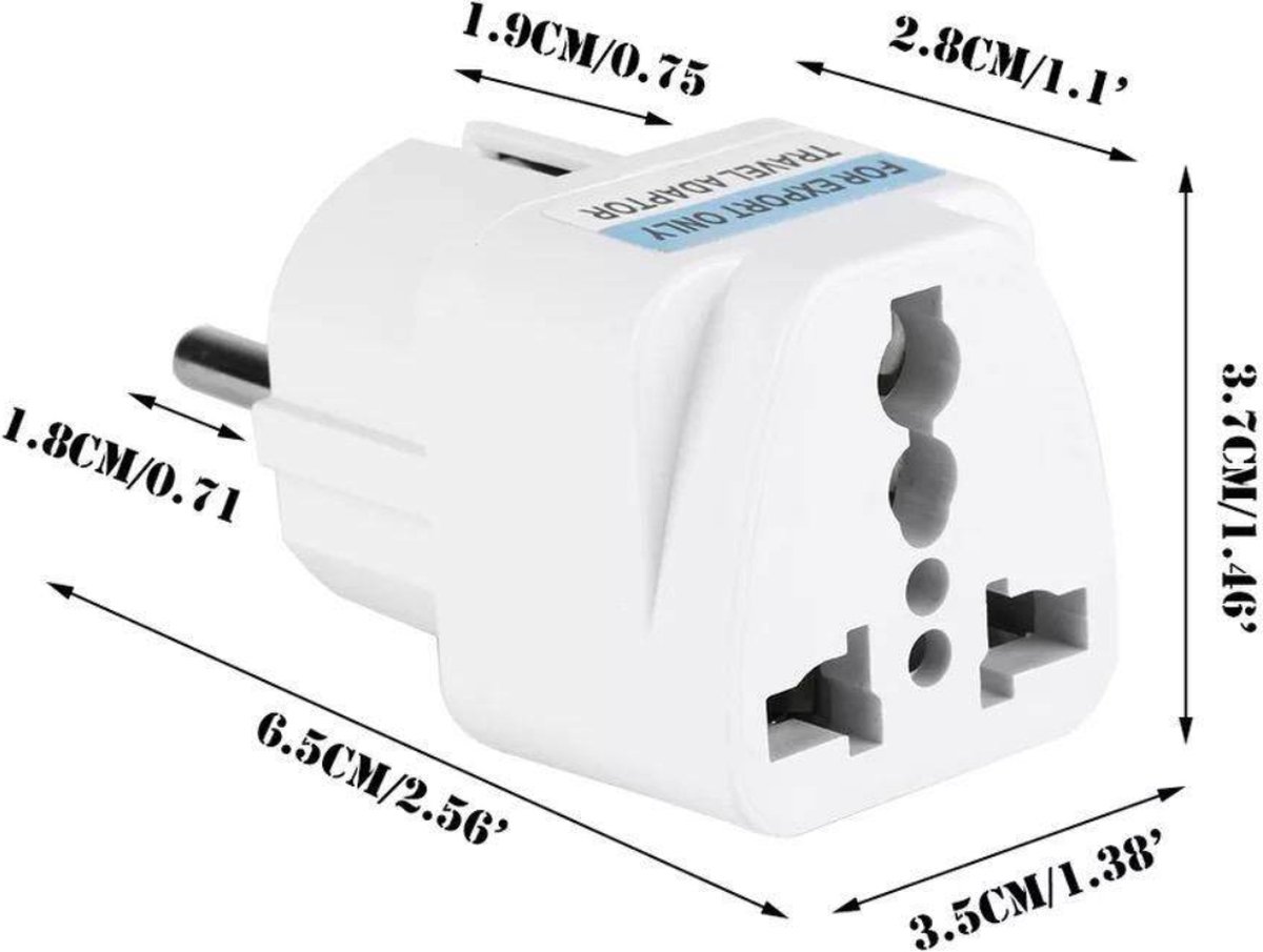 Universele Adapter - Platte Stekker naar rond - USA naar EU - Reis ...