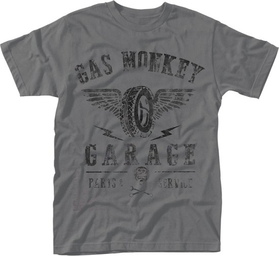 Gas Monkey Garage Heren Tshirt -M- Tyres Parts Service Grijs