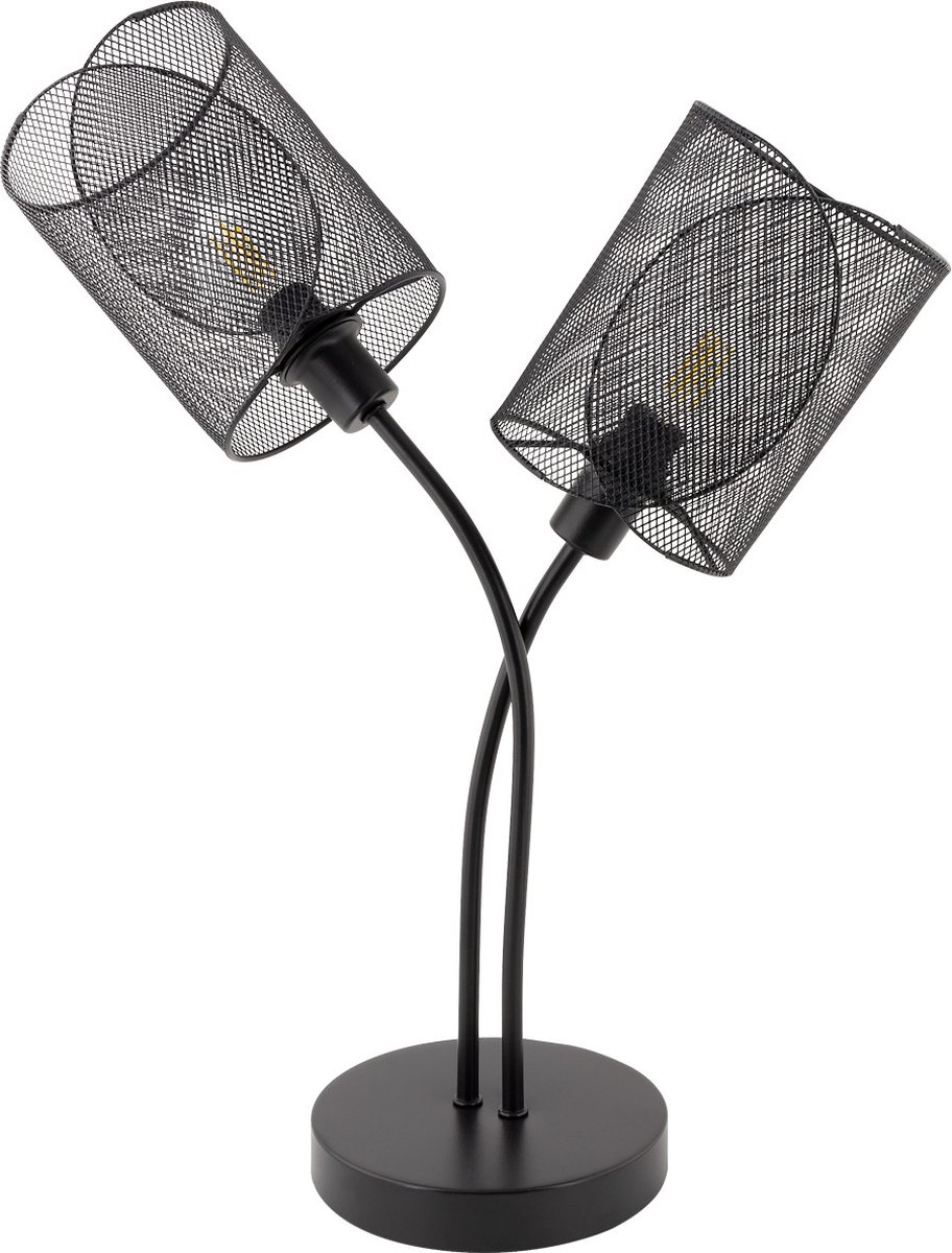 Bussandri - Industriële Tafellamp - Metaal - Industrieel - E14 - L:38cm - Voor Binnen - Woonkamer - Eetkamer - Slaapkamer - Tafellampen - Zwart