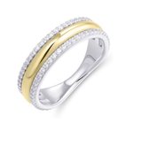 Schitterende Zilveren Ring 14K Goud en Zirkonia's 18,50 mm (maat 58) | Damesring | Jonline