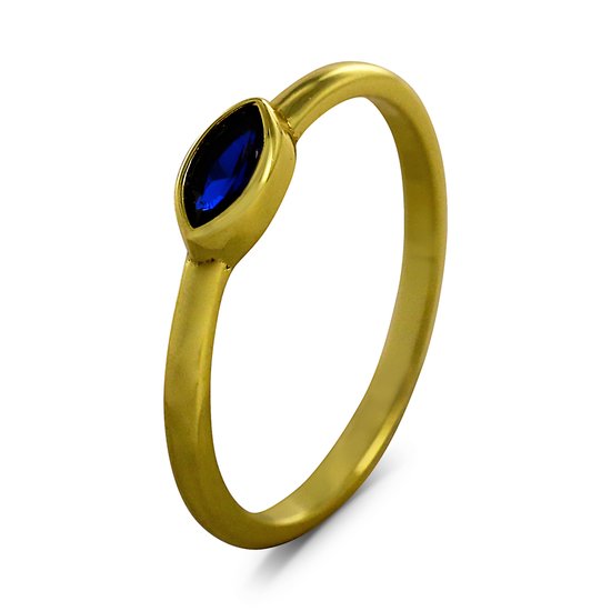 Silventi 9SIL-22696 Ring en Argent - Femme - Goud - Ovale - Blauw - 4,1 x 7,5 mm - Taille 56 - Argent - Plaqué Or