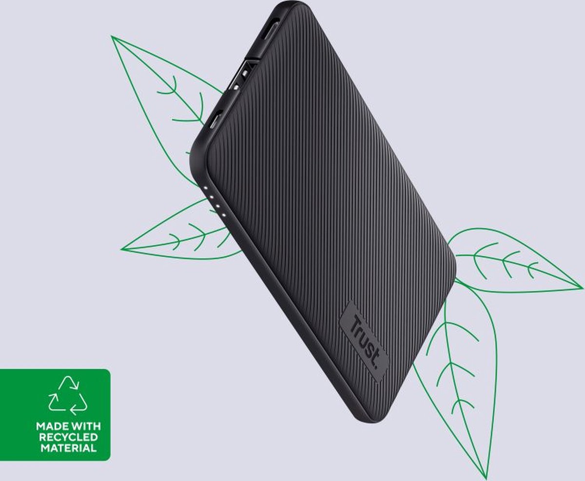 Trust Primo Powerbank 5000 mAh – Draagbare Oplader – Compacte Powerbank - USB-C Powerbank – Snellader Powerbank – Zwart – foto 6