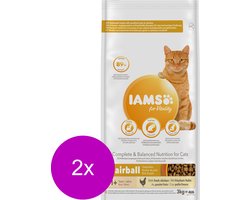 Iams Cat Adult Hairball Kip - Kattenvoer - 2 x 3 kg