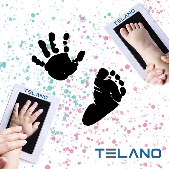 Telano® 2 stuks Baby Voetafdruk en Handafdruk Zwart Inktafdruk - Kraamcadeau - Babyshower - Moederdagkado