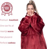 Q- Living Fleece Blanket With Sleeves - 1340 grammes - Huggle Hoodie - Couverture à capuche - Oodie - Couverture TV - Sherpa - Vin rouge