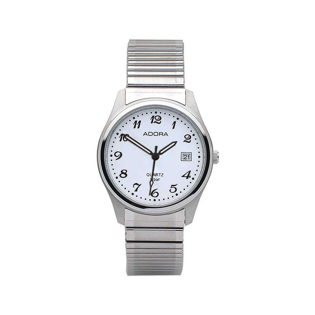 Mooi horloge met zilverkleurige rekand - darumaanduiding . AB6126