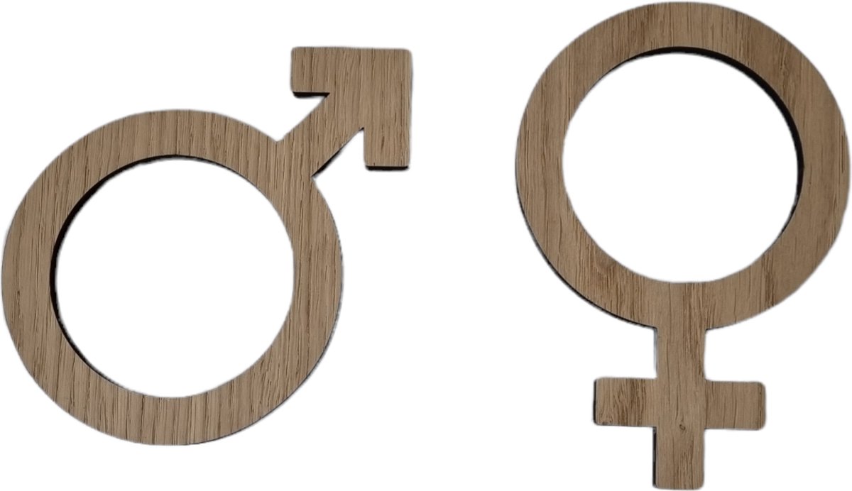 Gender aanduiding, Toilet bordjes, Jongen, Meisje, man, vrouw 15 cm hoog, MDF Eikenfineer