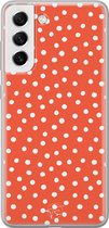 Coque en siliconen hoesje Samsung Galaxy S21 FE - Pois Oranje - Coque souple pour téléphone - Oranje - Pois