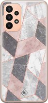 Casimoda® hoesje - Geschikt voor Samsung A23 - Stone grid marmer / Abstract marble - Backcover - Siliconen/TPU - Roze