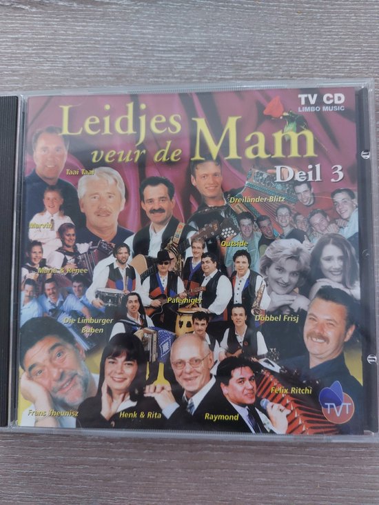 CD hoes met collage van artiesten, tekst 'Leidjes Mam veur de Deil 3' en 'TV CD LIMBO MUSIC'.