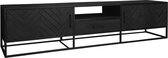 Tv meubel visgraat patroon 210x45x50 cm zwart mangohout