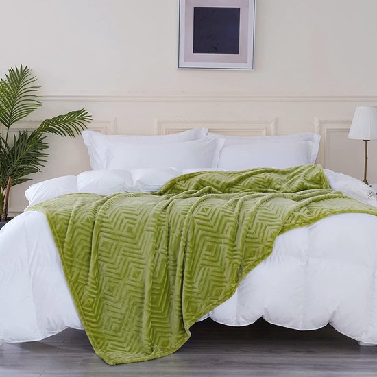 BEDSURE flanellen deken - effen naturel, 150 x 200 cm, 1 stuk, 100