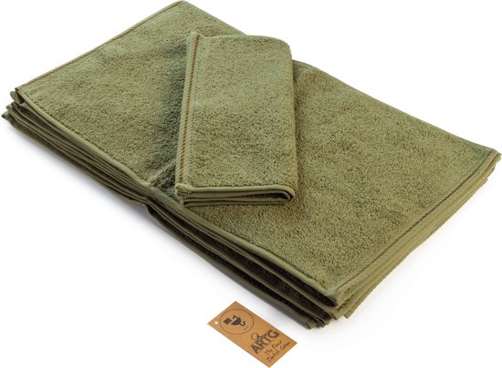 ARTG® Towelzz - Gastenhanddoek - 30 x 50 cm - Legergroen - Army Green - Set 10 stuks