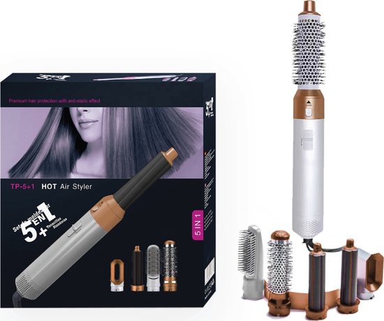 Krultang 5 in 1 Multi Styler Föhn Wit – Krultang & Stijltang - Fohnborstel – Airstyler – Haar Wrap – Fohn – Styltang – Multistyler