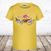 Geel t shirt met prinsessen koets -James & Nicholson-110/116-t-shirts meisjes