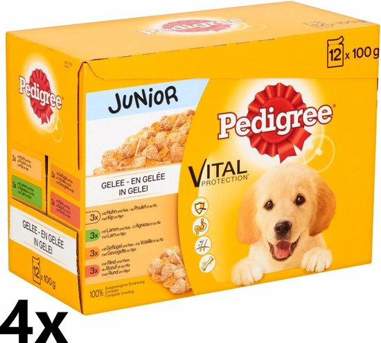 Pedigree - In Gelei - Junior - 4 verpakkingen van 12x100 gram