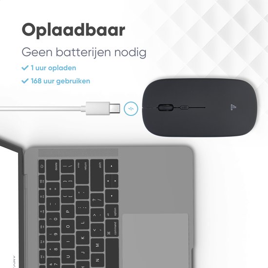 TECKNET Bluetooth-muis, oplaadbare Bluetooth draadloze muis (Tri-Mode: BT 5.0/3.0 2.4G), 4800 DPI instelbaar, stille ergonomische draadloze muis voor laptop, pc, computer, Windows, Mac OS, 6 knoppen