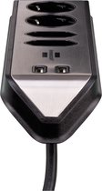 brennenstuhl®estilo hoekaansluitdoosstrook met USB laadfunctie 4-weg 2x b eschermend contactdoos & 2x Euro zilver/zwart