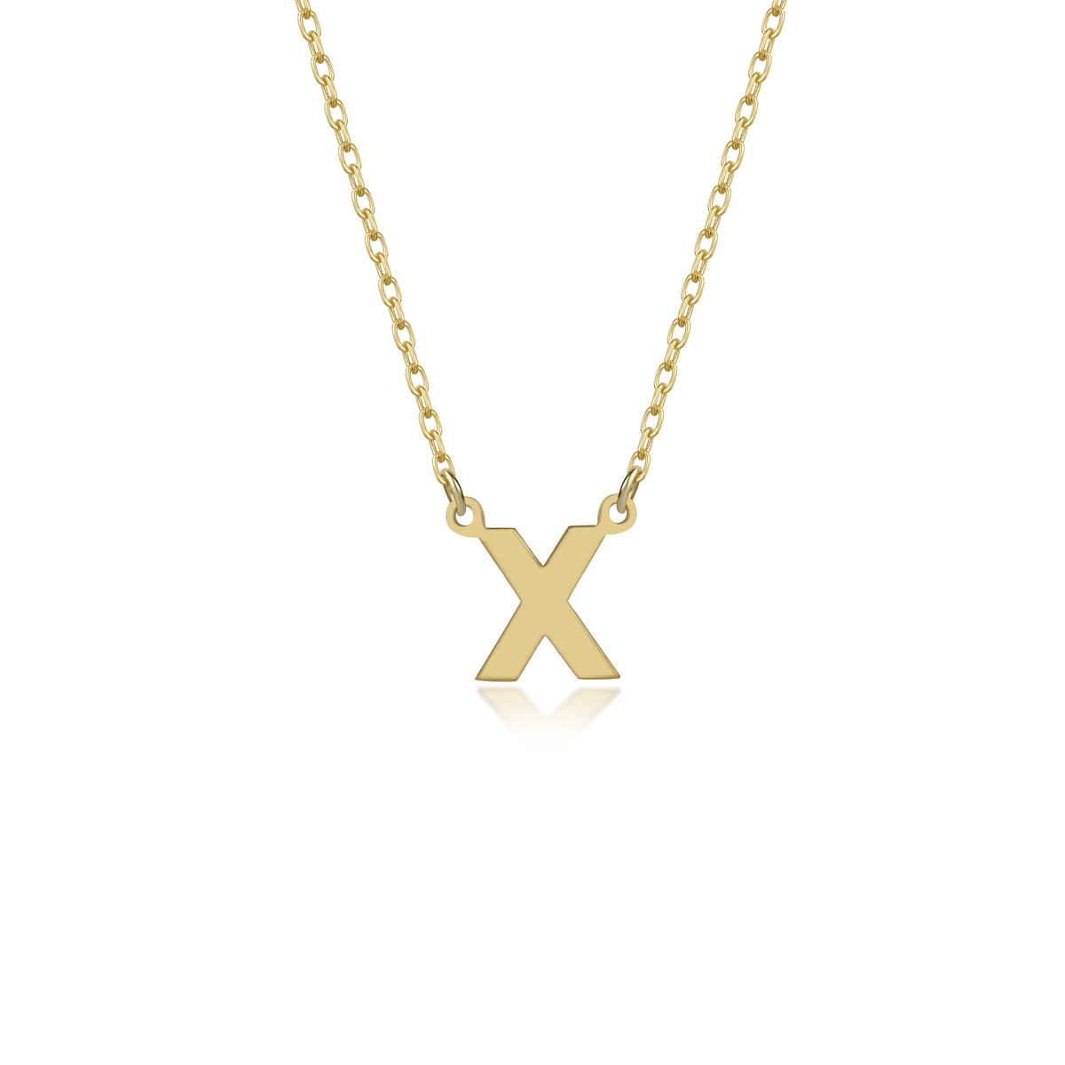 Letter X Initial Gold Plated Ketting Zilver (925 sterling) Trendy Minimalistisch Combi Bedel Goudkleurig Dames Meisje | Cadeau Voor Vrouw