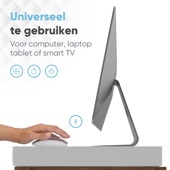 Trendfield Draadloze Muis - Oplaadbare Computermuis - Bluetooth - Ergonomische Muis met Stille Klik - Geschikt voor alle Laptops - Zilver