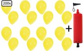 200x Ballonnen geel + ballonpomp - Ballon carnaval festival feest party verjaardag landen helium lucht thema
