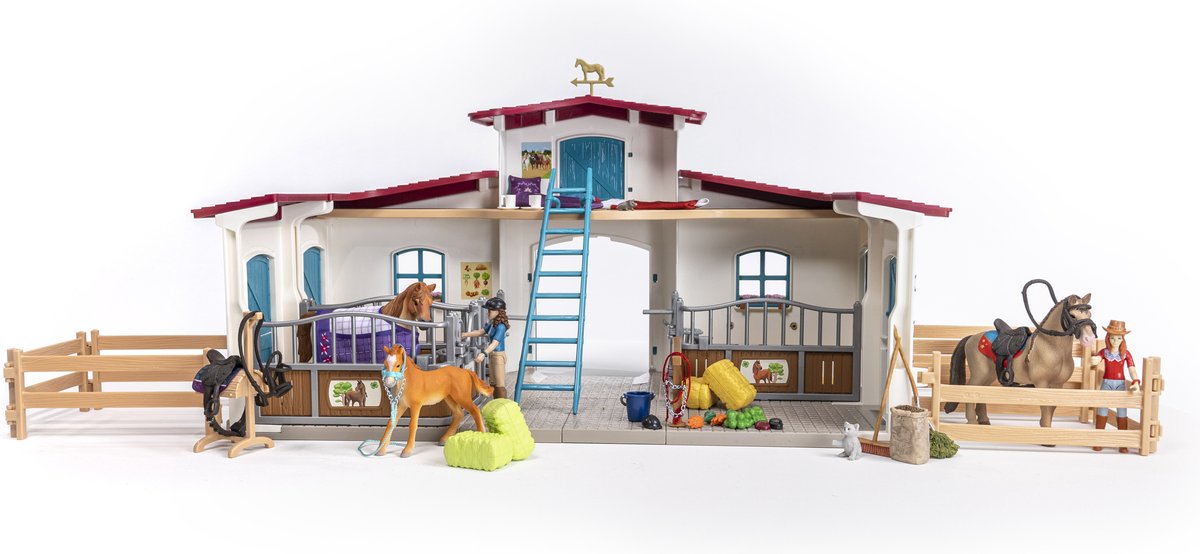 schleich HORSE CLUB - Manege - Kinderspeelgoed - Paarden Speelgoed - Paardenstal, 3 Paarden en 2 Speelfiguren - 115 onderdelen — afbeelding 22