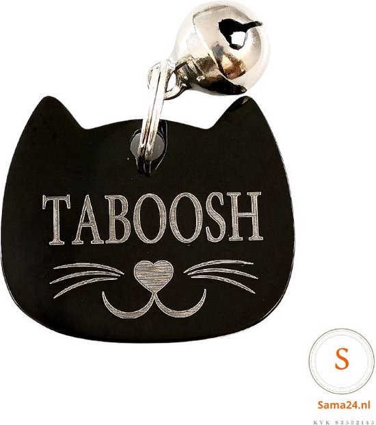 Kattenpenning graveren Titanium Kat 26 x 28 mm | Zwart | Goud | Zilver