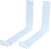 GoudmetHout Industriële Plankdragers L-vorm Up 20 cm - Staal - Mat Wit - 4 cm x 20 cm x 15 cm - Plankendrager