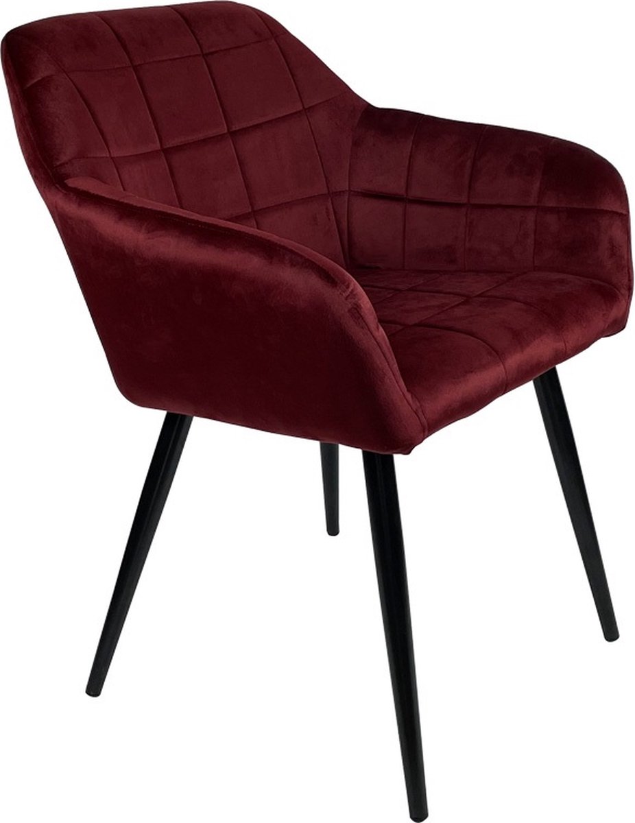 Eetkamerstoel met armleuning Barbara velvet rood | bol.com