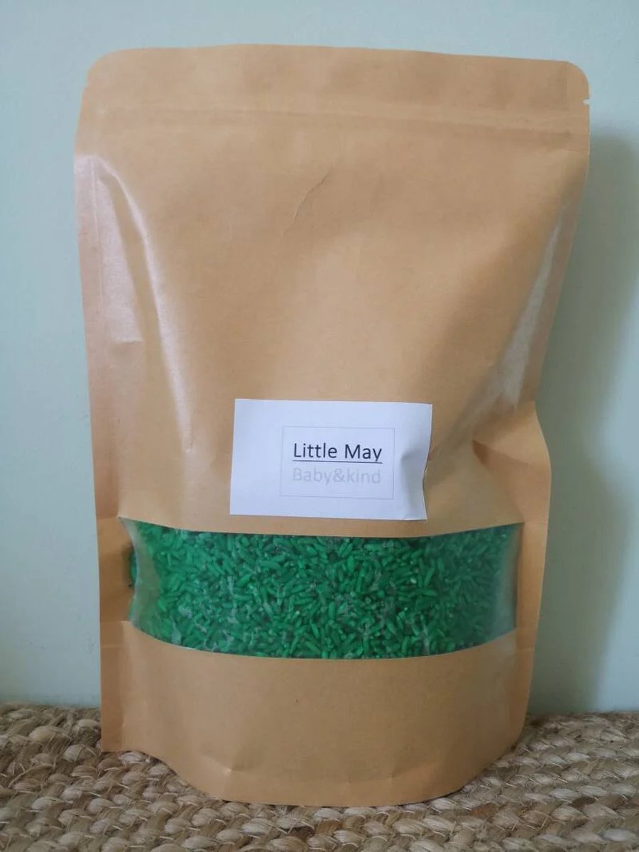 Gekleurde rijst | Groen | 500 gram | Sensorisch speelmateriaal