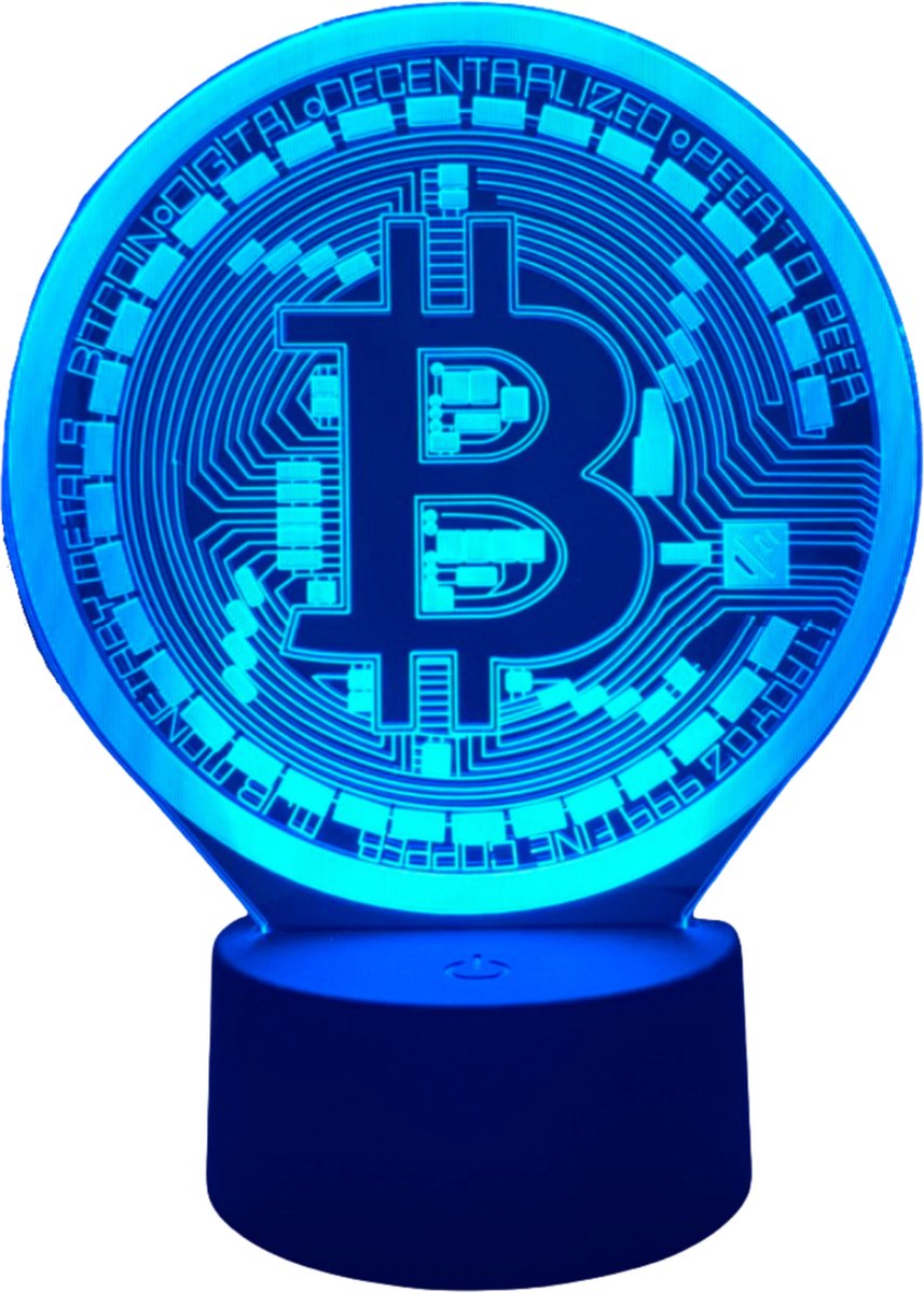 Bureaulamp Ledverlichting - Tafellamp - Bitcoin - Met Afstandsbediening & 16 kleuren - Black Base - Kerstcadeau