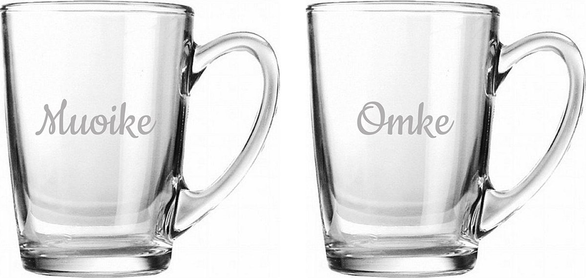 Gegraveerde Theeglas 32cl Muoike & Omke