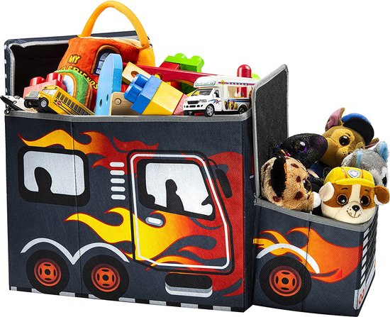 KAP - Speelgoeddoos voor jongens - Toy Chest - Junior - Interactieve Light up LED Toy kist - Decoratieve Racing Truck opslagbak - Speelgoed opslag - Opvouwbare opslag / speelgoedkist - Pop-up Organizer
