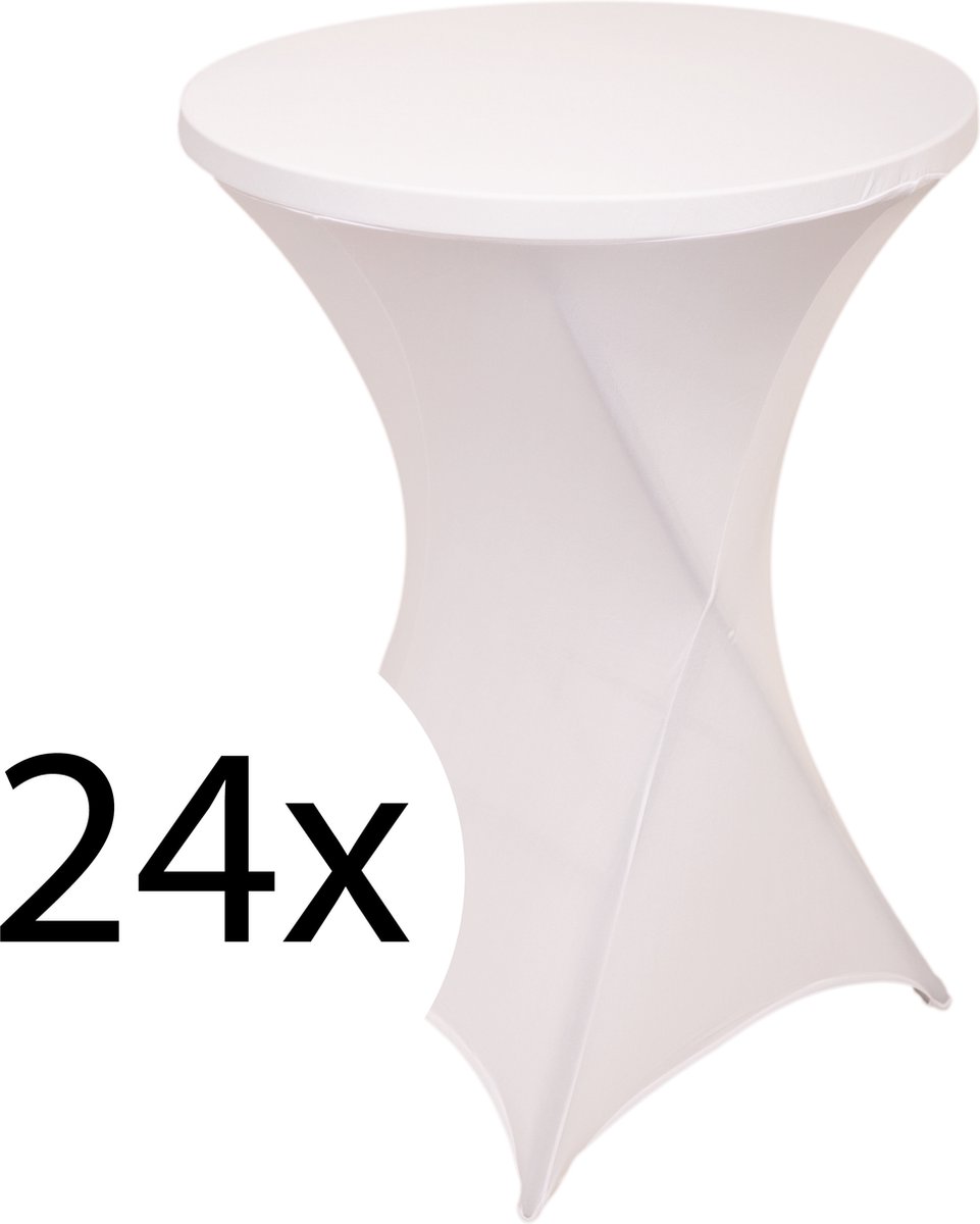 Statafelrok Wit x 24 – ∅80-85 x 110 cm – Statafelhoes Stretch 24 Stuks – Tafelhoezen voor Statafel Sta Tafel Hoes | Staantafelhoes - Geschikt voor Horeca Evenementen | Cocktailparty | Trouwerij