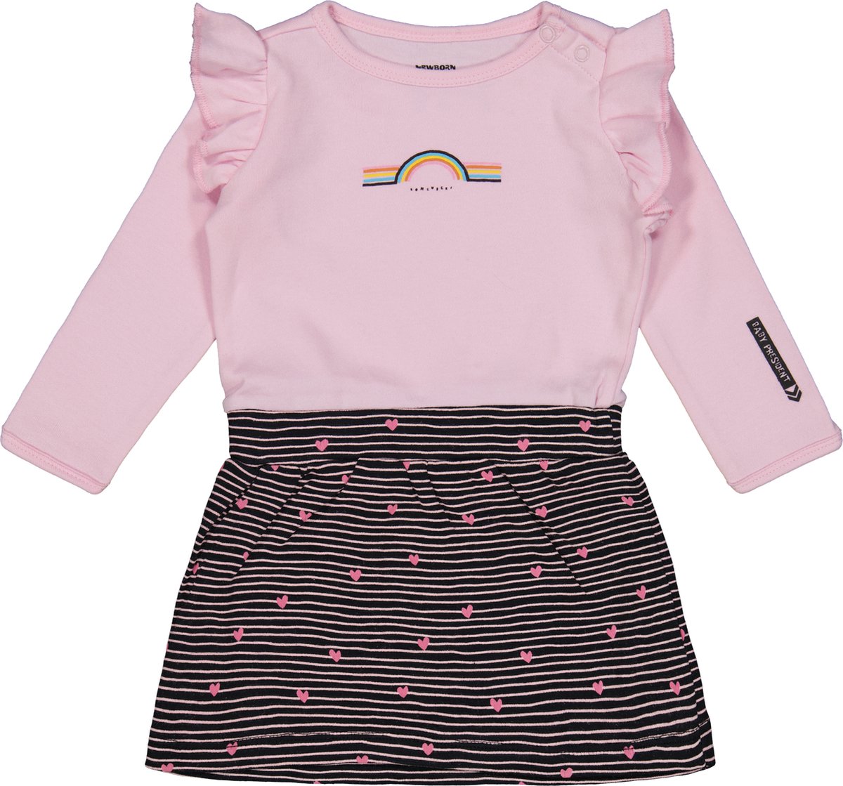 4PRESIDENT Meisjes jurk - Stripe AOP Black - Maat 56 - Meisjes jurken