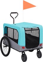 Remorque vélo et transport pour chien vidaXL - Blauw et Grijs - Remorque vélo pour chien - Remorque vélo pour animal de compagnie - Remorque vélo pour chien - Remorque Animaux domestiques - Remorque pour animal de compagnie - Promeneur de chien