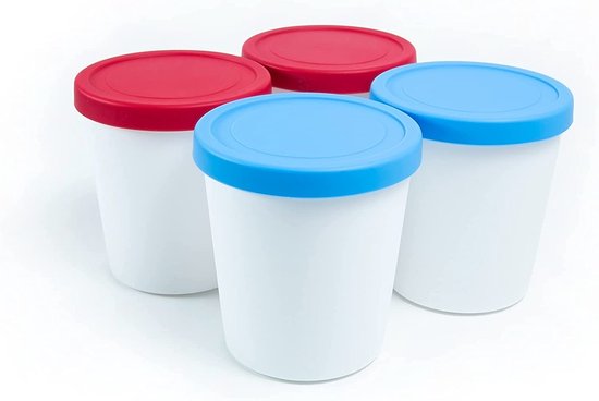 JUOENLP Lot De 4 Boîtes De Rechange 16 Oz Pour Machine à Glace NC501 - Avec Couvercles Anti-Fuite