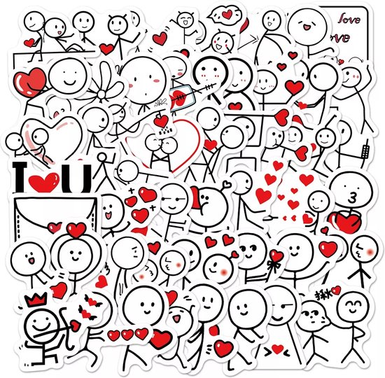 Liefde – I Love You Stickers – set 50 stuks – Laptop Stickers – Stickervellen