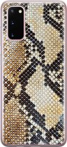 Casimoda® hoesje - Geschikt voor Samsung S20 - Snake / Slangenprint bruin - Backcover - Siliconen/TPU - Blauw